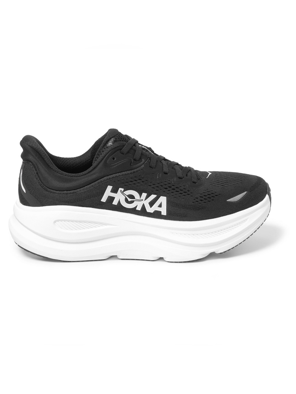 Hoka Bondi 9 Women's Black and White Cushioned Running Shoe
